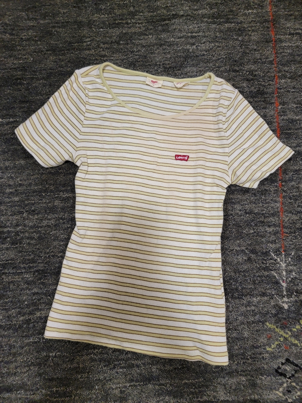 Levi's Vintage Olive & White Striped Scoop Tee ♡ Size XS